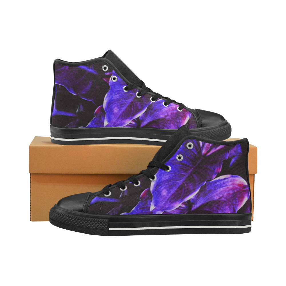 Plants PURPLE High Top Canvas Shoes for Kid (Model 017)