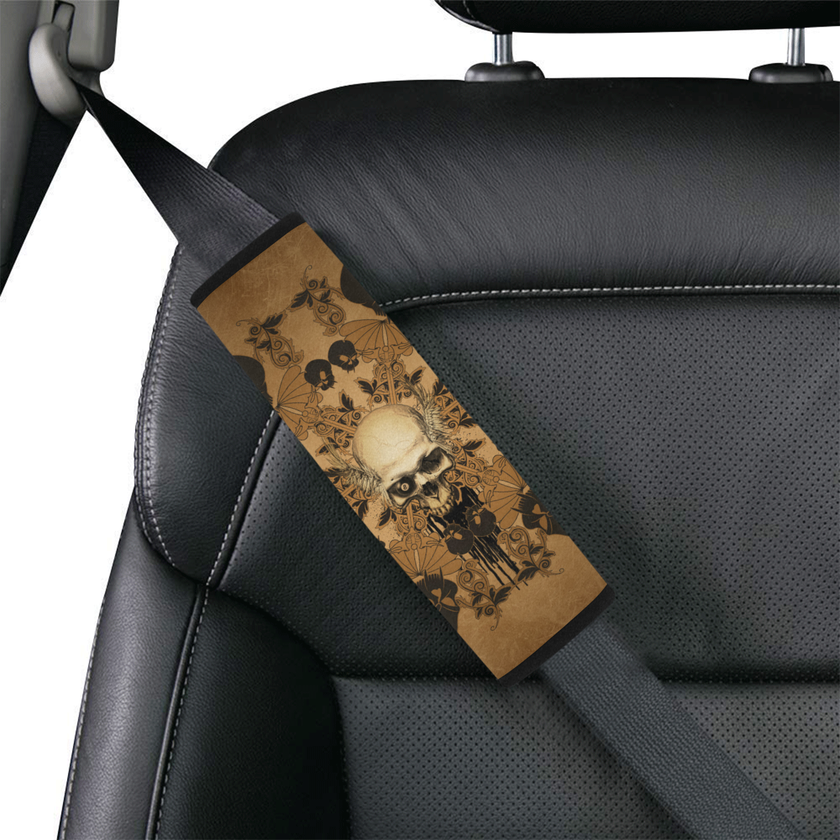 Skull with skull mandala on the background Car Seat Belt Cover 7''x8.5''