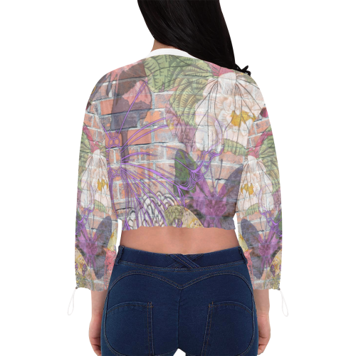 Graffiti Butterfly Cropped Chiffon Jacket for Women (Model H30)