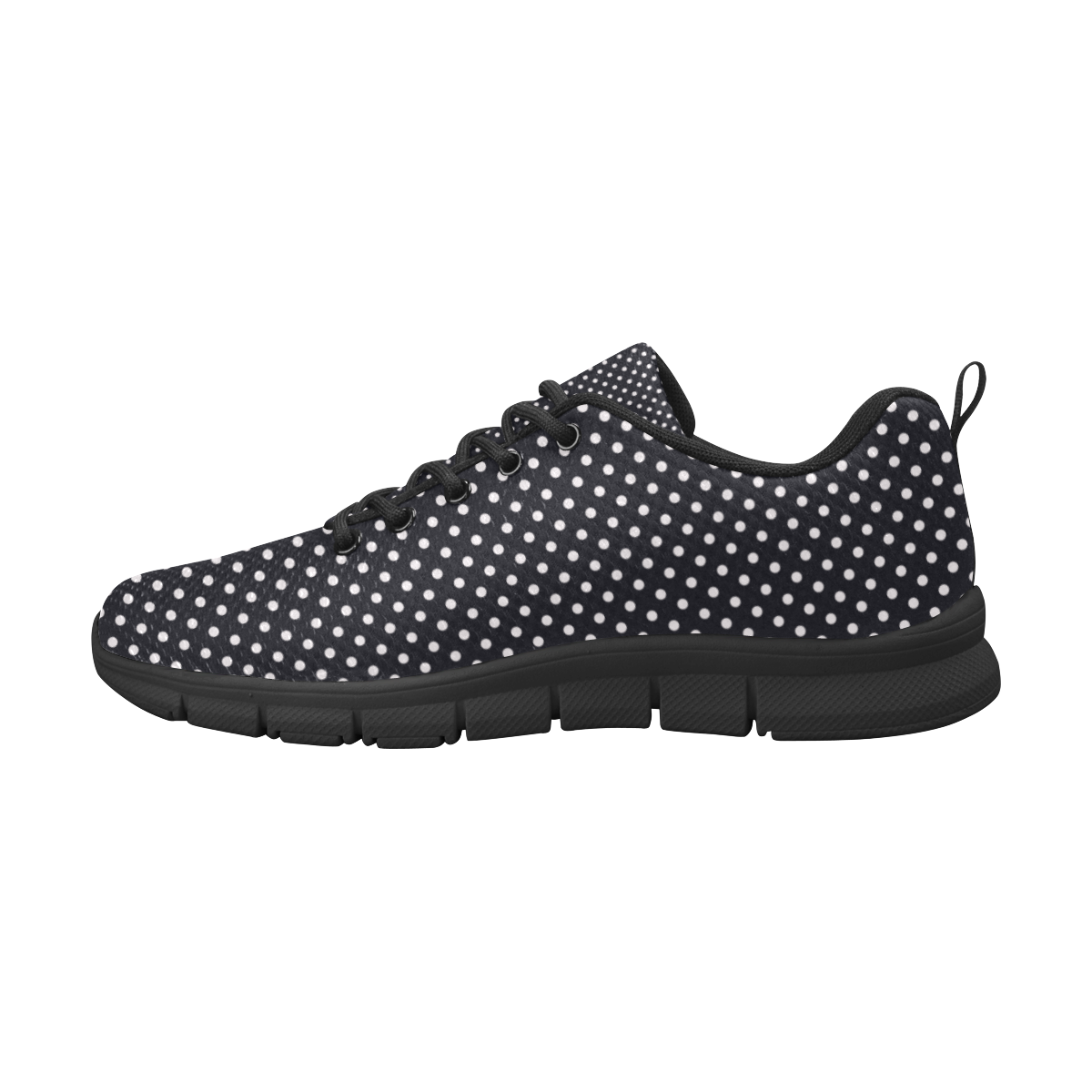 Black polka dots Women's Breathable Running Shoes/Large (Model 055)