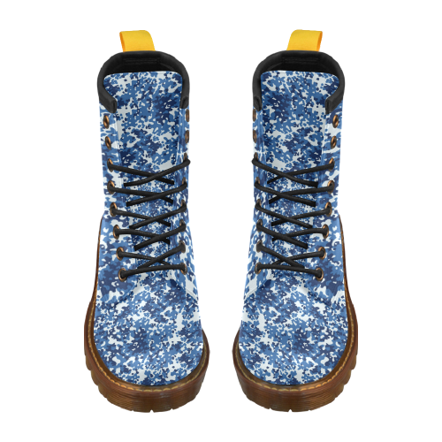 Digital Blue Camouflage High Grade PU Leather Martin Boots For Men Model 402H