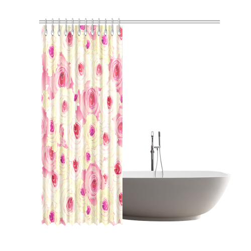 Pink and Yellow Flowers Shower Curtain 69"x84"