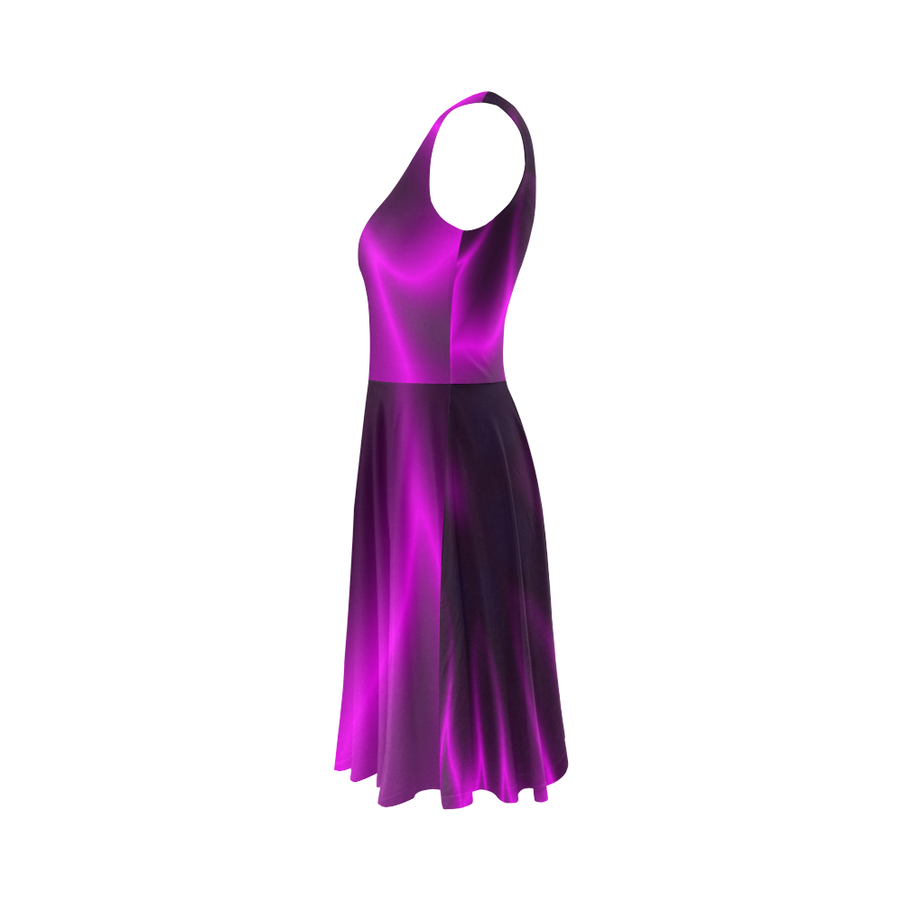 Purple Blossom Sleeveless Ice Skater Dress (D19)
