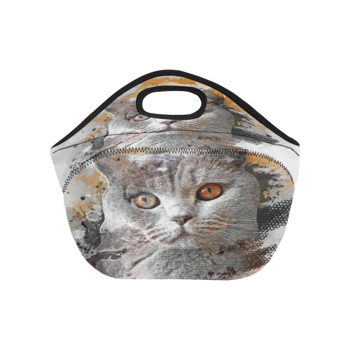 cat kitty art #cat #kitty Neoprene Lunch Bag/Small (Model 1669)