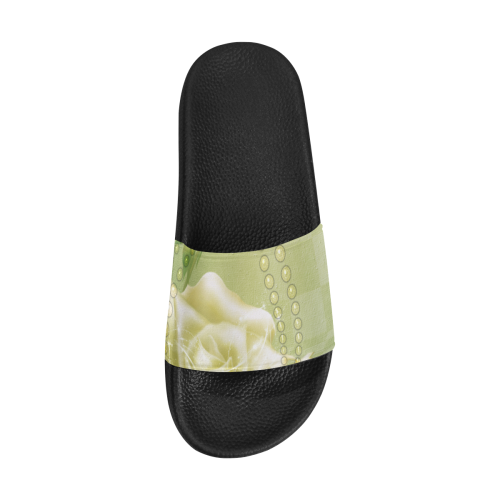 Beautiful soft green roses Women's Slide Sandals (Model 057)