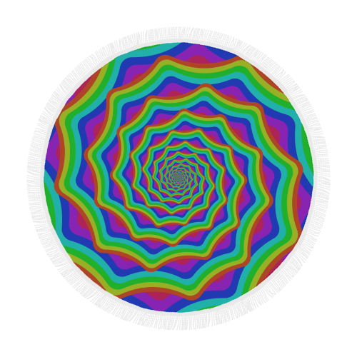 Spiral rainbow Circular Beach Shawl 59"x 59"