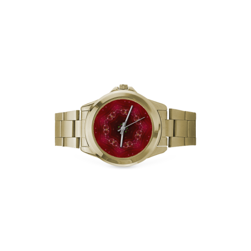 Love and Romance Glittering Ruby and Diamond Heart Custom Gilt Watch(Model 101)