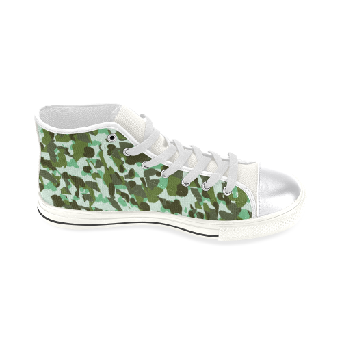 green camo Women's Classic High Top Canvas Shoes (Model 017)