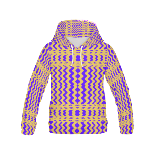 Purple Yellow Modern  Waves Lines All Over Print Hoodie for Women (USA Size) (Model H13)