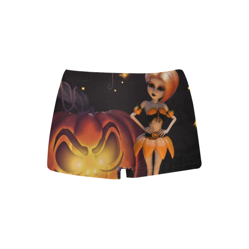 Halloween, girl with pumpkin Women's All Over Print Boyshort Panties (Model L31)