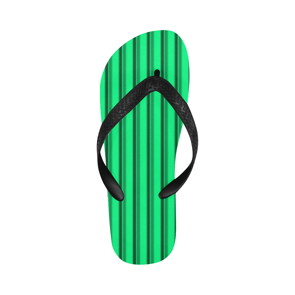 Wide Green Vertical Stripes Flip Flops for Men/Women (Model 040)
