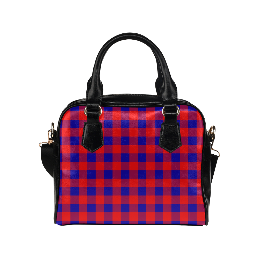 Red and Blue Checkered Shoulder Handbag (Model 1634)