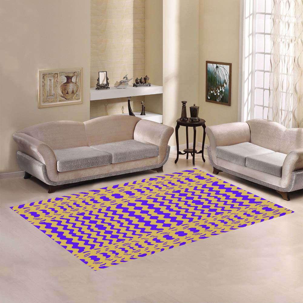 Purple Yellow Modern  Waves Lines Area Rug7'x5'