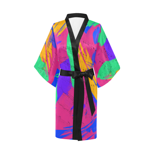 Groovy Paint Brush Strokes with Music Notes Kimono Robe