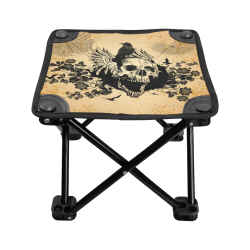 Awesome skull with crow Folding Fishing Stool