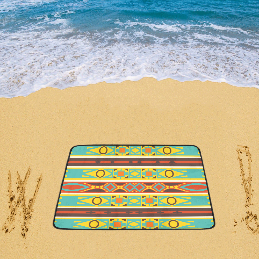 Ovals rhombus and squares Beach Mat 78"x 60"