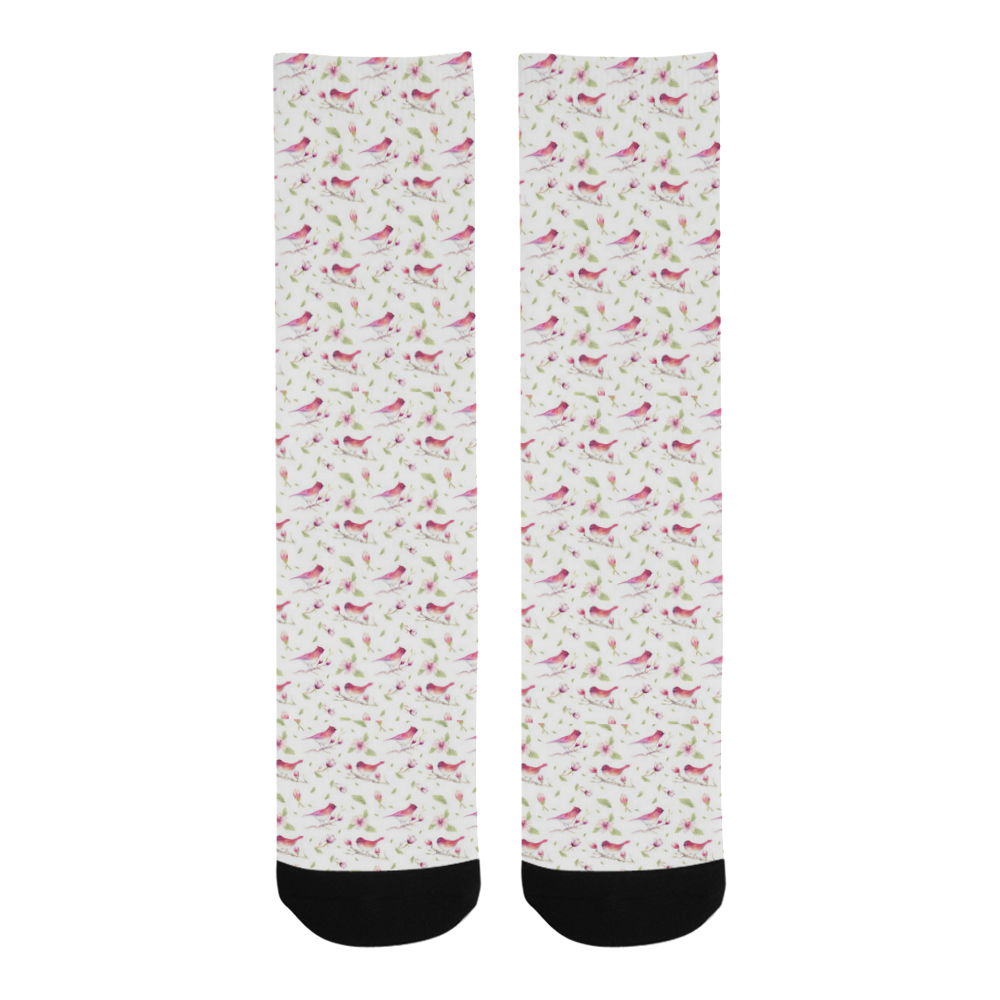 Lovely Pattern with Birds and Flowers Men's Custom Socks