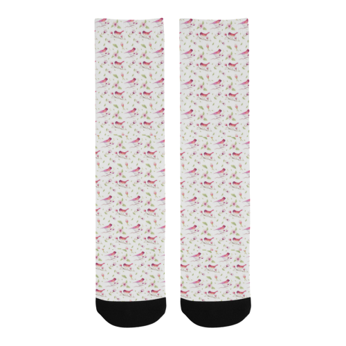 Lovely Pattern with Birds and Flowers Men's Custom Socks