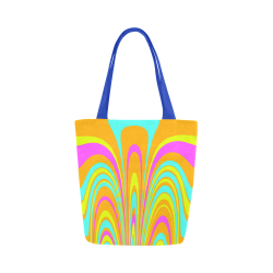 Groovy Retro Tangerine Turquoise Yellow Pink Canvas Tote Bag (Model 1657)