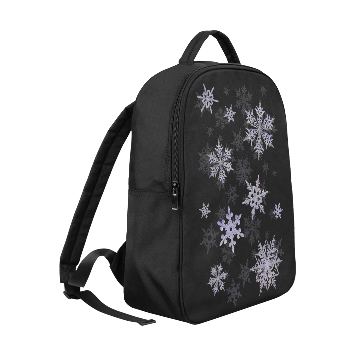 Snowflakes Blue Purple on black Popular Fabric Backpack (Model 1683)