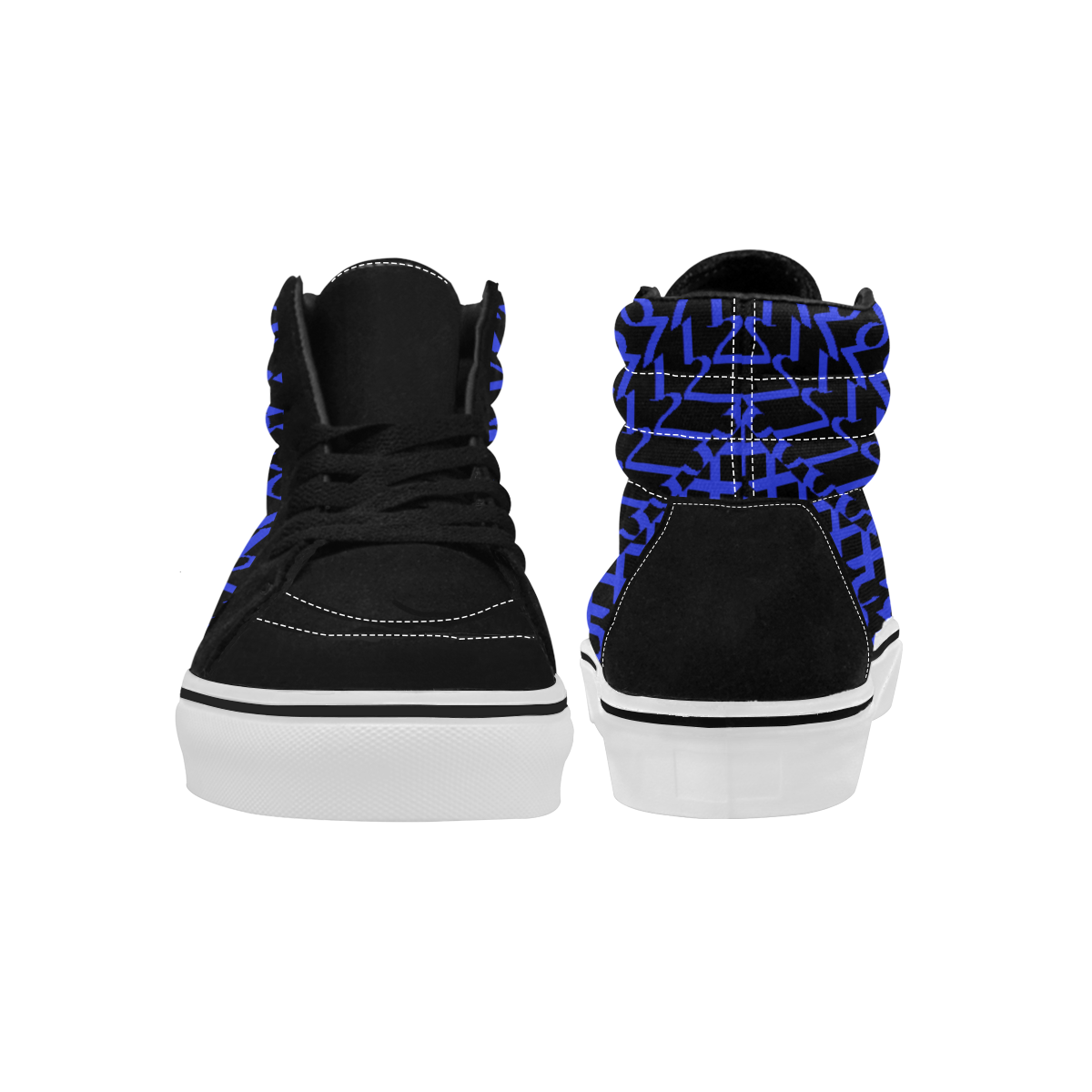 NUMBERS Collection 1234567 Blue/Black Men's High Top Skateboarding Shoes (Model E001-1)