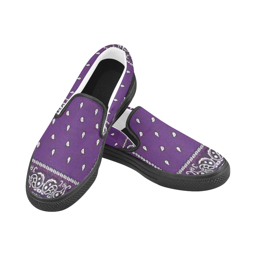 Purple Bandana Women's Slip-on Canvas Shoes (Model 019)