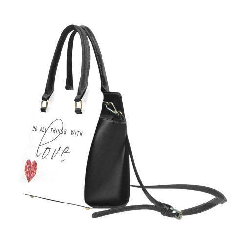 RED HEART WIREFRAME Rivet Shoulder Handbag (Model 1645)