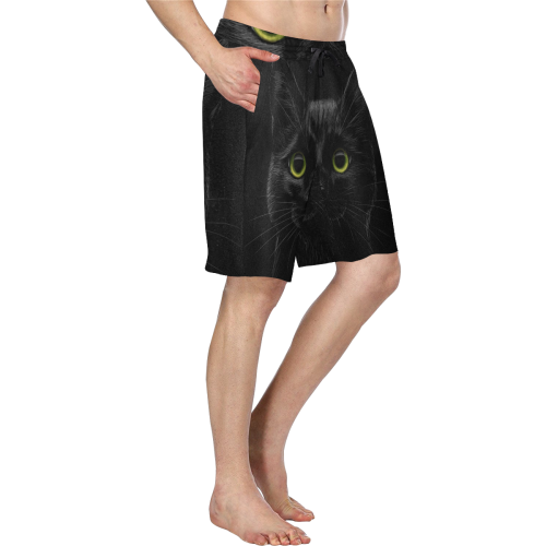 Black Cat Men's All Over Print Casual Shorts (Model L23)