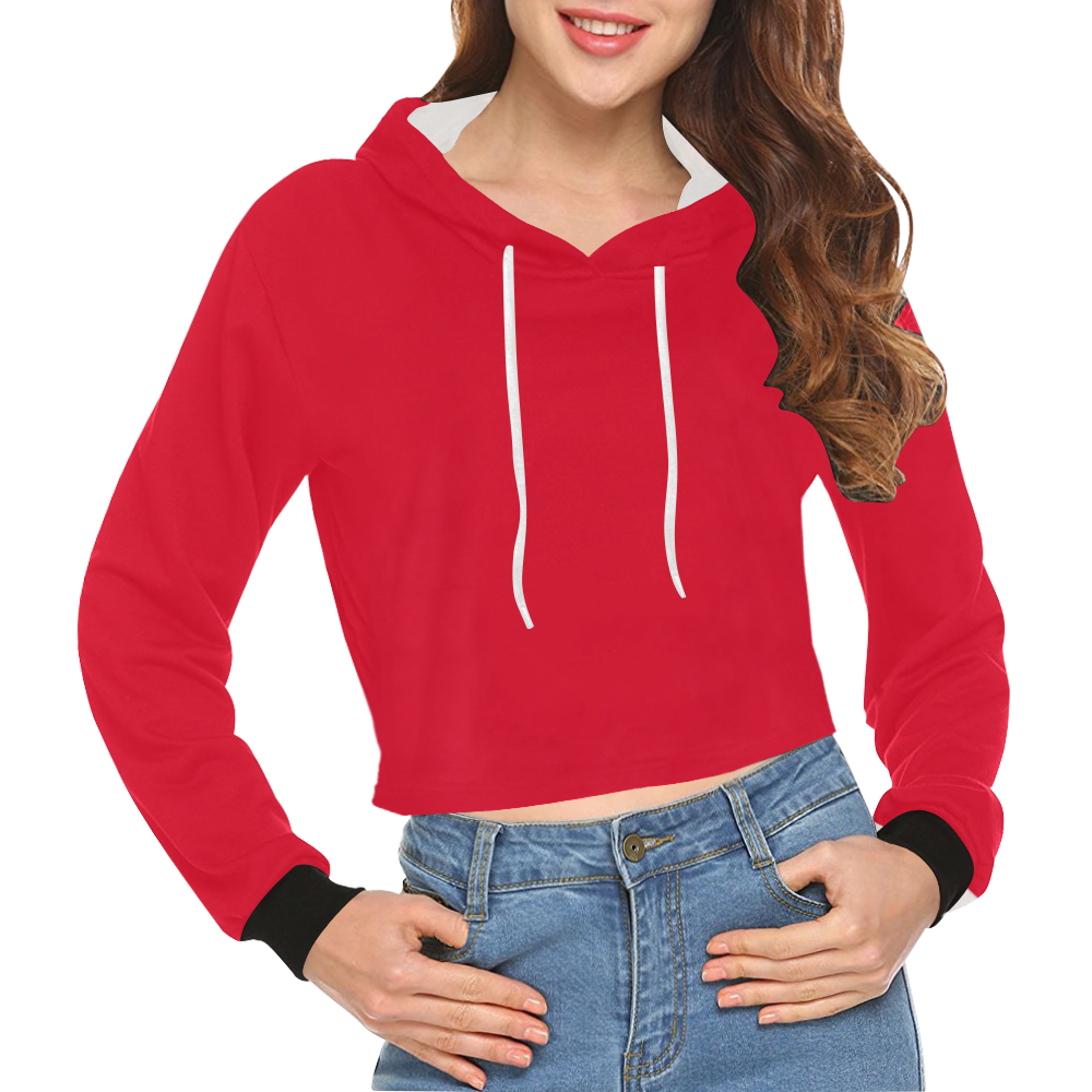 color Spanish red All Over Print Crop Hoodie for Women (Model H22)