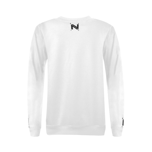 NUMBERS Collection #xN+% LOGO White/Black All Over Print Crewneck Sweatshirt for Women (Model H18)