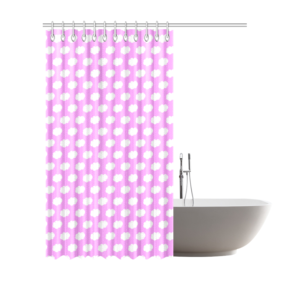 Clouds and Polka Dots on Pink Shower Curtain 72"x84"