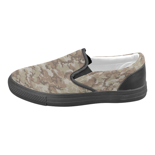 Woodland Desert Brown Camouflage Men's Slip-on Canvas Shoes (Model 019)