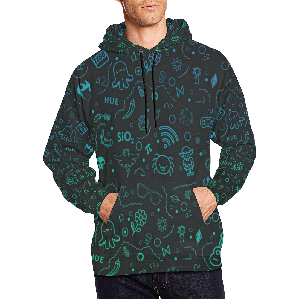 Gamer Fuel Dark Mad Skills Genius All Over Print Hoodie for Men/Large Size (USA Size) (Model H13)