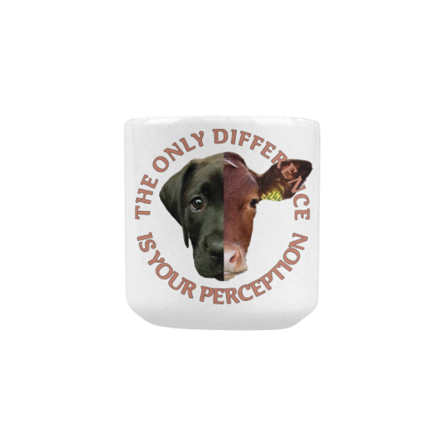 Vegan Cow and Dog Design with Slogan Heart-shaped Morphing Mug