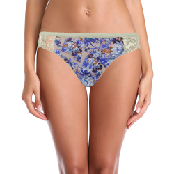 Blue And Tangerine Floral Grey Women's Lace Panty (Model L41)