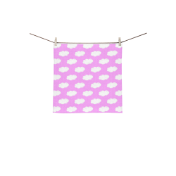 Clouds and Polka Dots on Pink Square Towel 13“x13”