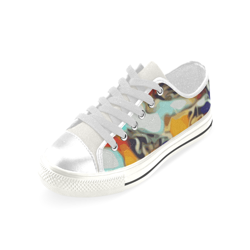 Color Boy - multicolor rainbow swirls diy personalize Low Top Canvas Shoes for Kid (Model 018)