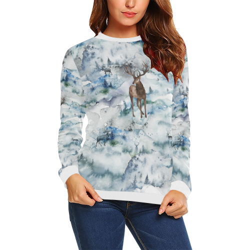 Oh My Deer All Over Print Crewneck Sweatshirt for Women (Model H18)