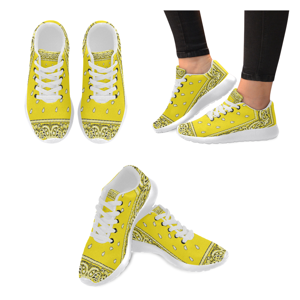 Yellow Bandana Women-White Women’s Running Shoes (Model 020)