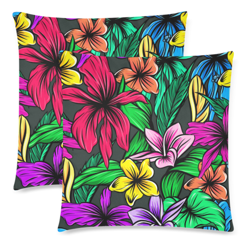 hibiscus Custom Zippered Pillow Cases 18"x 18" (Twin Sides) (Set of 2)