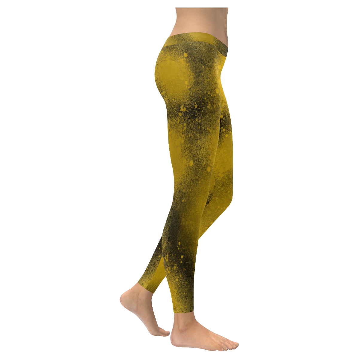 Black and Yellow Paintballs Women's Low Rise Leggings (Invisible Stitch) (Model L05)