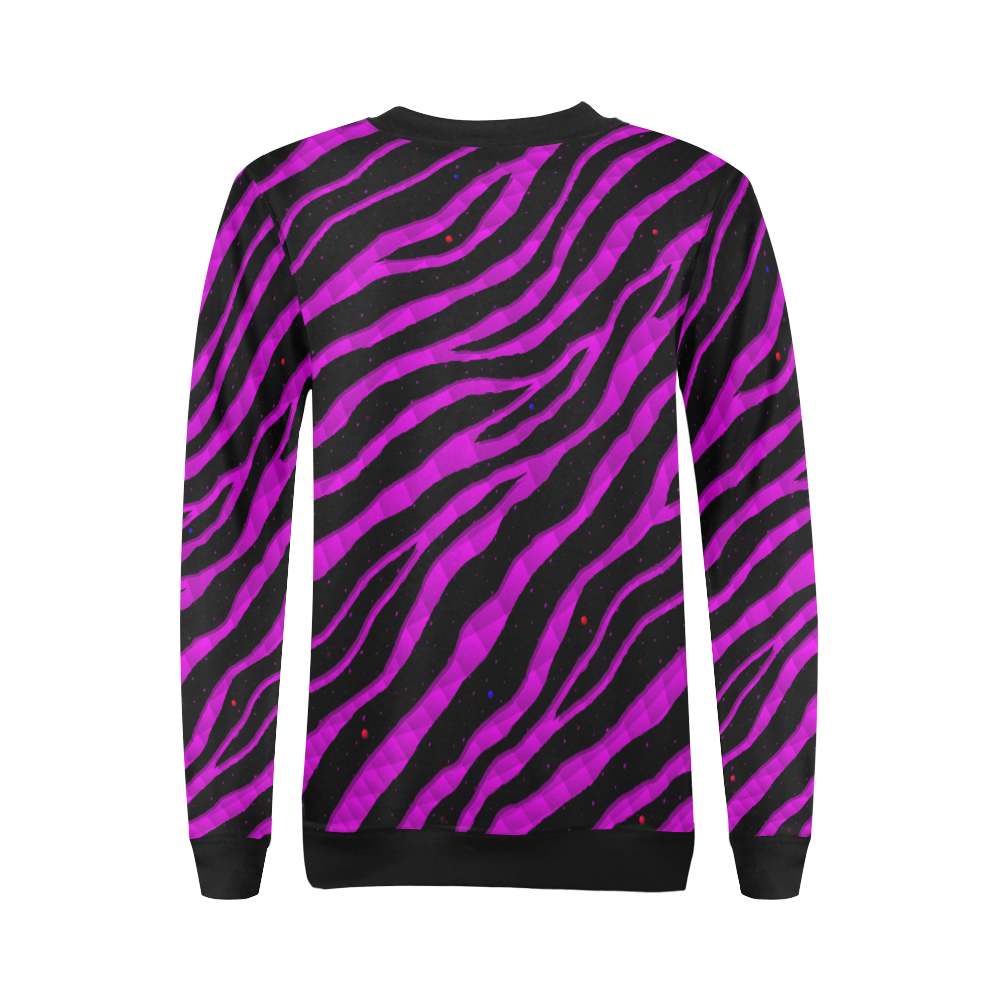 Ripped SpaceTime Stripes - Pink All Over Print Crewneck Sweatshirt for Women (Model H18)