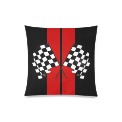 Race Car Stripe, Checkered Flag, Black and Red Custom Zippered Pillow Case 20"x20"(Twin Sides)