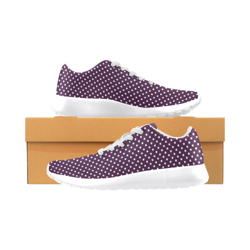 Burgundy polka dots Women's Running Shoes/Large Size (Model 020)