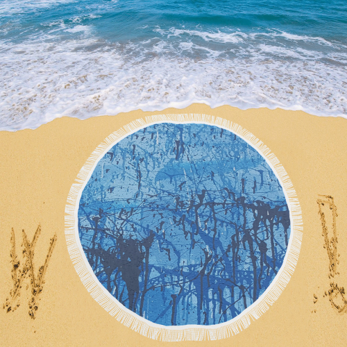 Blue splatters Circular Beach Shawl 59"x 59"