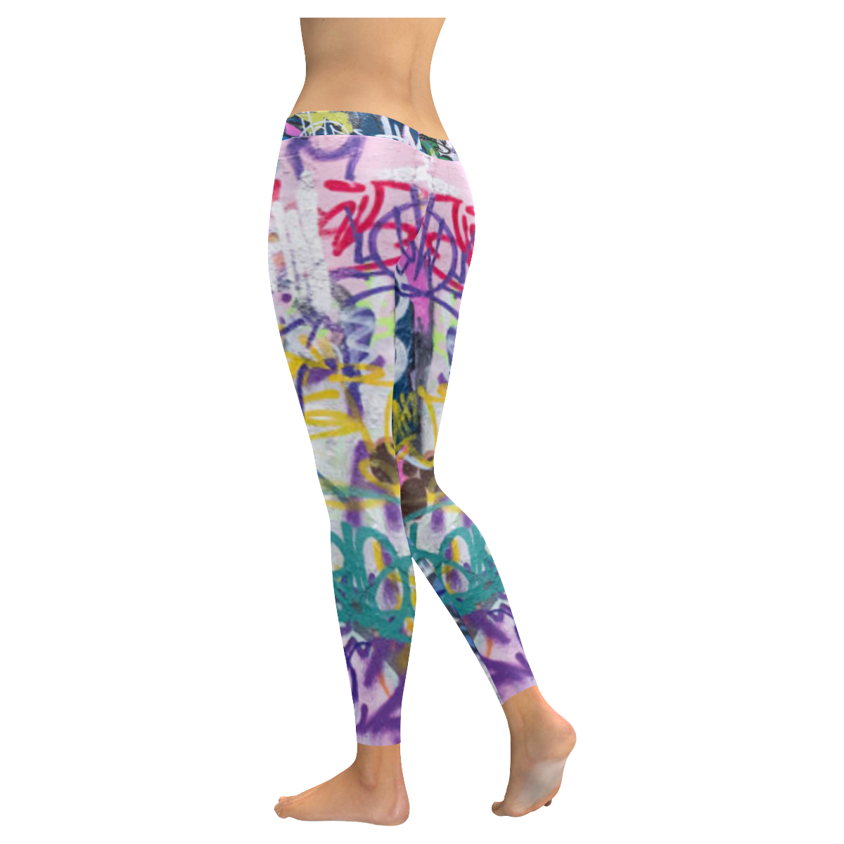 colorful graffiti inspired print low rise leggings invisible stitch Women's Low Rise Leggings (Invisible Stitch) (Model L05)