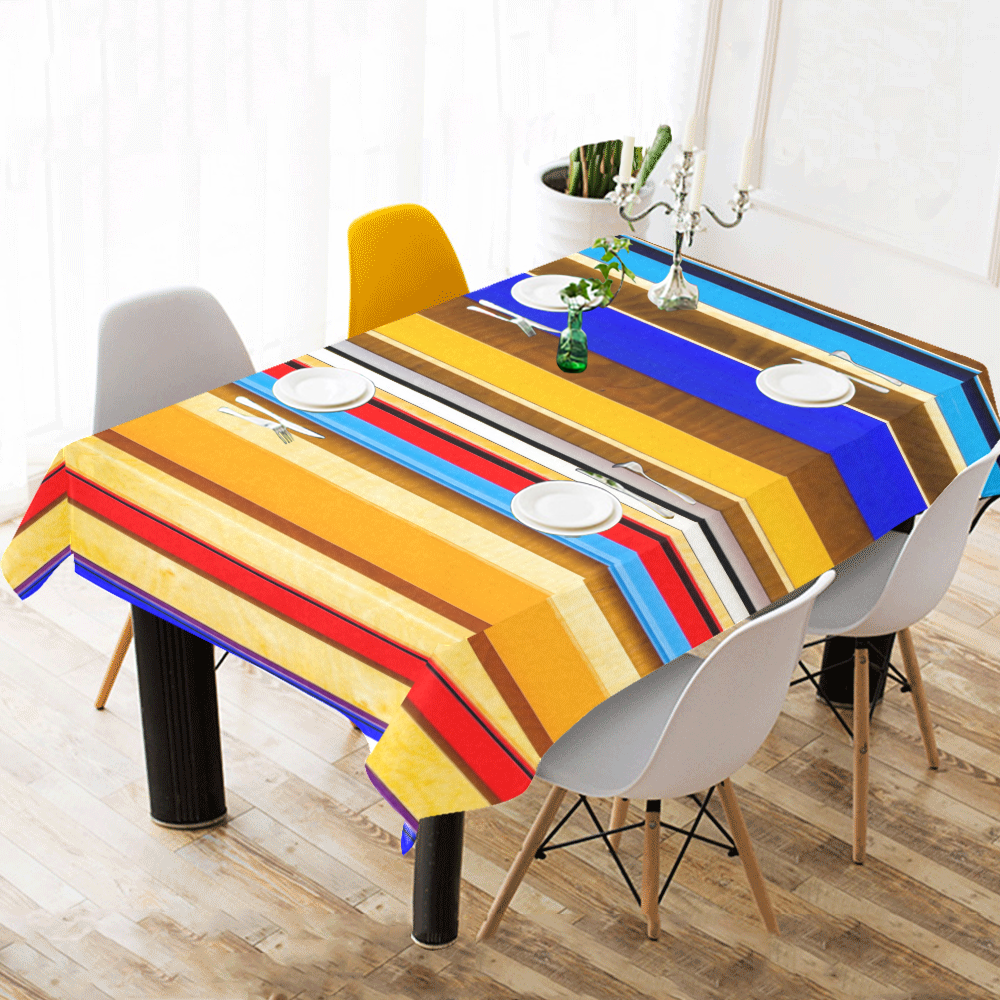 Colorful abstract pattern stripe art Cotton Linen Tablecloth 60"x120"