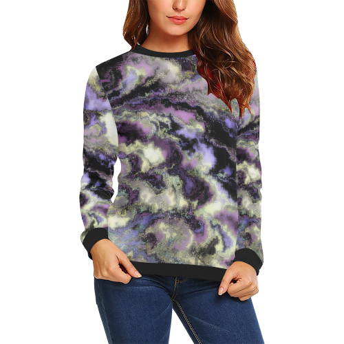 Purple marble All Over Print Crewneck Sweatshirt for Women (Model H18)
