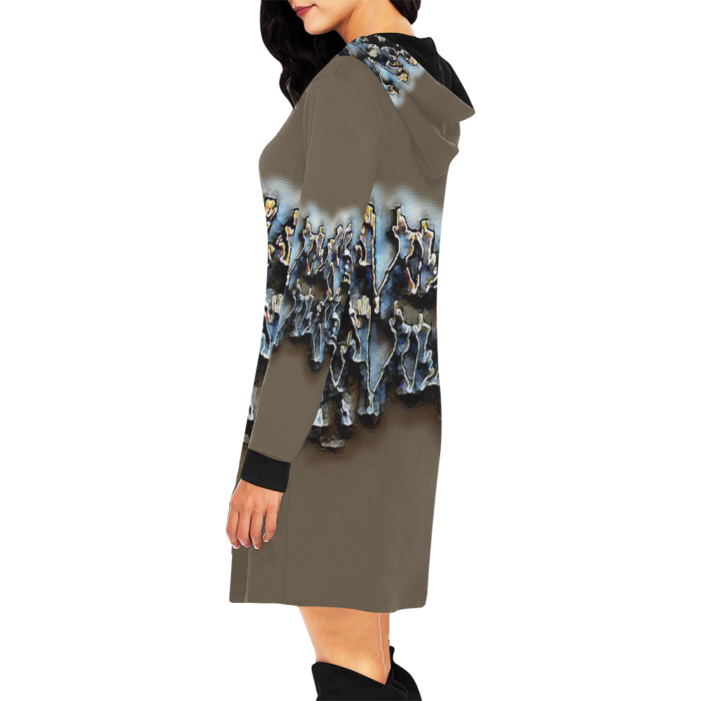 Help Me All Over Print Hoodie Mini Dress (Model H27)