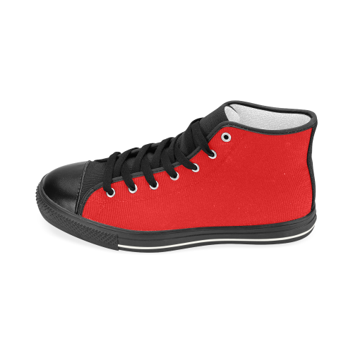 Bright Red and Black Men’s Classic High Top Canvas Shoes (Model 017)